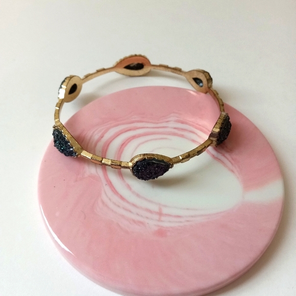 None Jewelry - Druzy stone gold bangle bracelet